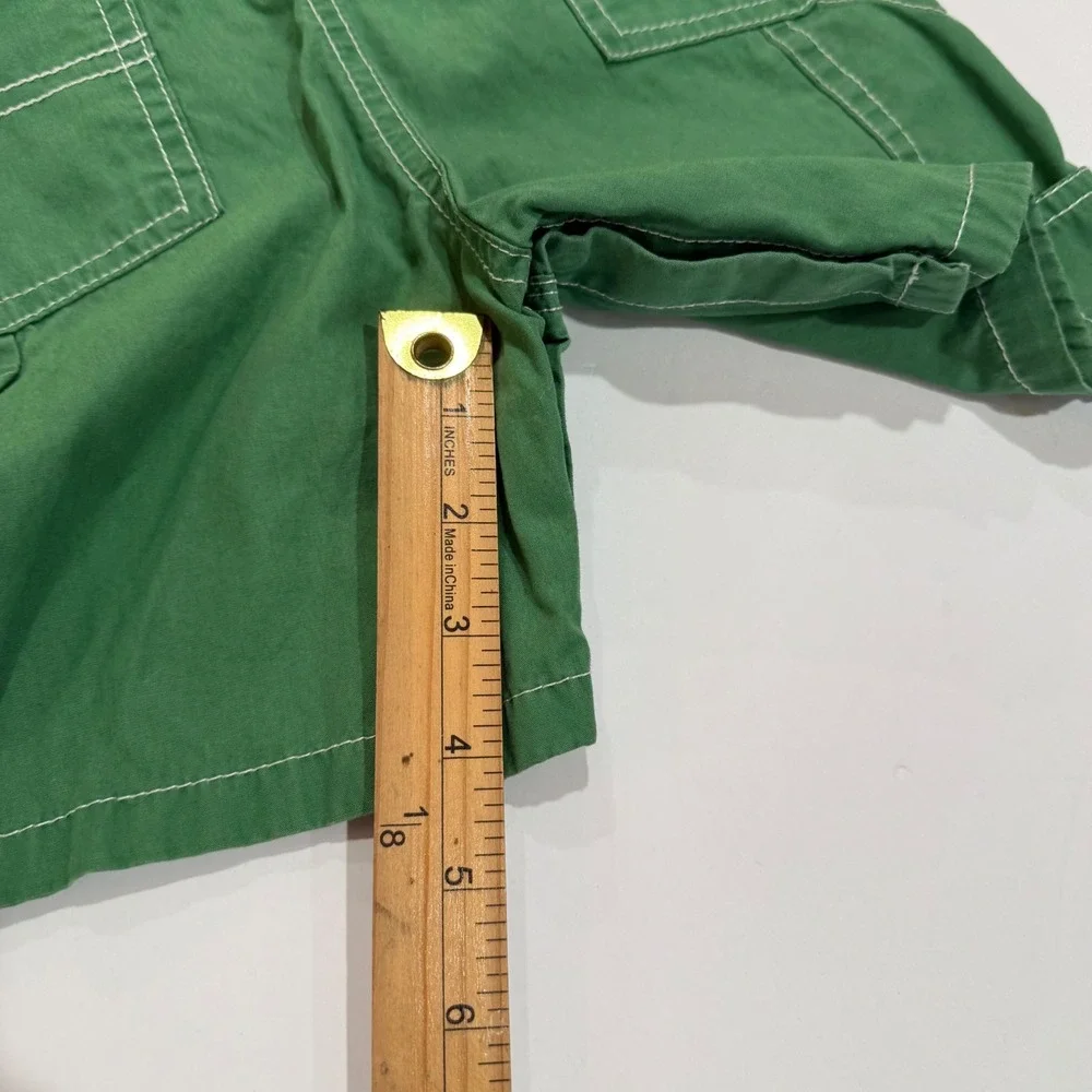 OshKosh Bgosh Kids Green 100% Cotton Canvas Shortalls Overalls 24 Months